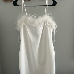 Macy's White Feather Trim Mini Dress